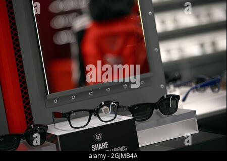 A pair of Ray-Ban “Stories” camera equipped glasses powered by Facebook ...