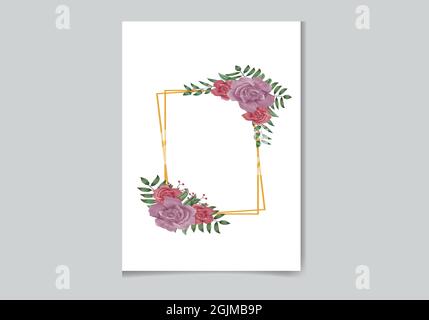 Beautiful Digital Hand-painted Feminine watercolor Premium floral frame design Stock Vector