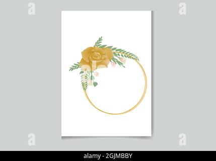 Beautiful Digital Hand-painted Feminine watercolor Premium floral frame design Stock Vector