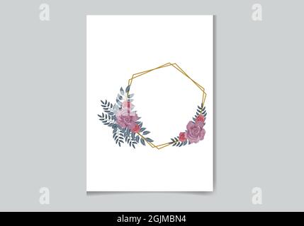Beautiful Digital Hand-painted Feminine watercolor Premium floral frame design Stock Vector