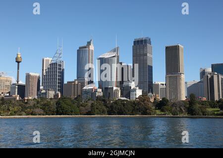 Sydney City Skyline view across farm cove. Sydney is Australia's largest city and a popular tourist destination. Stock Photo