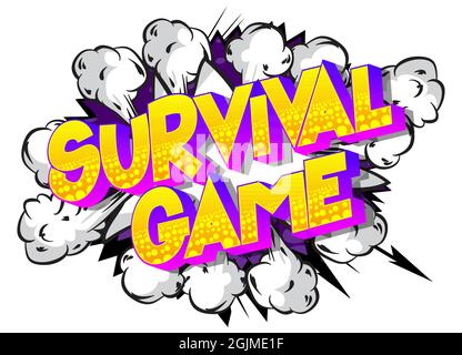 Survival Game. Comic book style text, retro comics typography, pop art vector illustration. Stock Vector