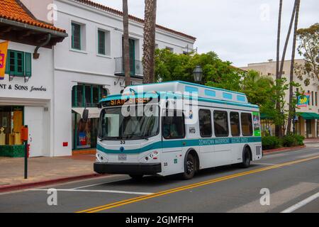 Downtown Waterfront Electric Shuttle bus in Santa Barbara, California ...