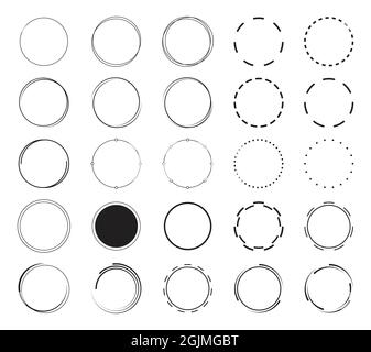 Set of round border background. Circles frames decoration elements design. Stock Vector