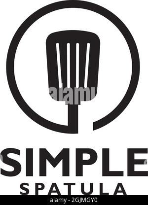 Restaurant logo design with using simple spatula icon Stock Vector