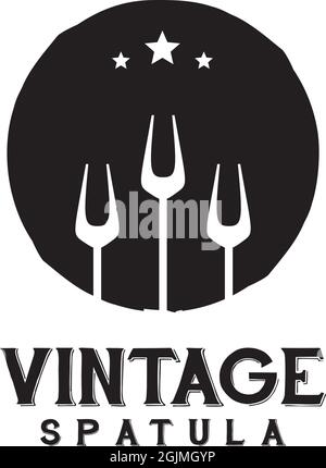 Restaurant logo design with using simple spatula icon Stock Vector