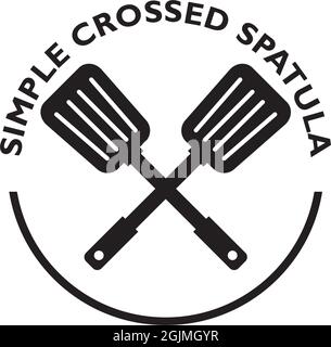 Restaurant logo design with using simple spatula icon Stock Vector