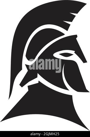 Spartan warrior helmet logo design vector illustration template Stock Vector