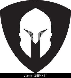 Spartan warrior helmet logo design vector illustration template Stock Vector