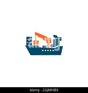 Ship boat logo design vector illustration template Stock Vector