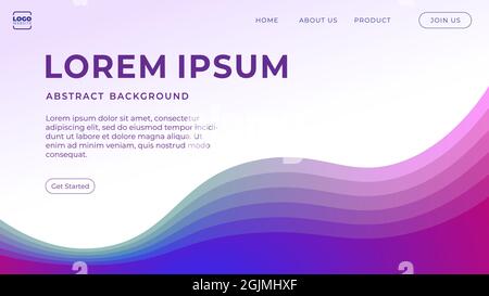 Beautiful wave shape vector illustration. Blue purple pink color gradient. Futuristic abstract background design for landing page, wallpaper, banner, Stock Vector