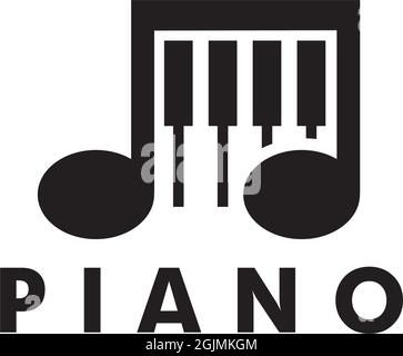 Piano logo design vector illustration template for music instrument Stock Vector