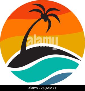 Coconut tree icon logo design inspiration vector template Stock Vector