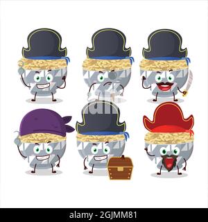 Cartoon character of parboied long grain rice with various chef ...