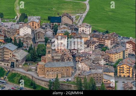 Aerial view of the historic center of Cogne, Aosta Valley, Italy Stock Photo