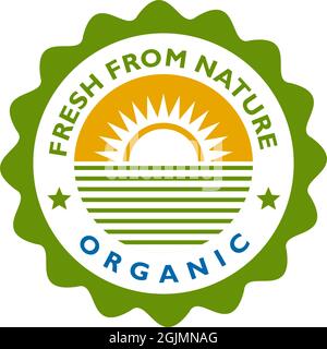 Organic product emblem logo template design vector illustration Stock Vector