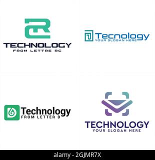 Technology initial icon logo design Stock Vector