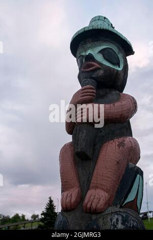 This statue of a bear sits in front of the train station in Anchorage, AK. Stock Photo