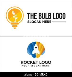 Technology light bulb rocket logo design Stock Vector