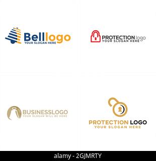 Business icon bell padlock protection logo design  Stock Vector