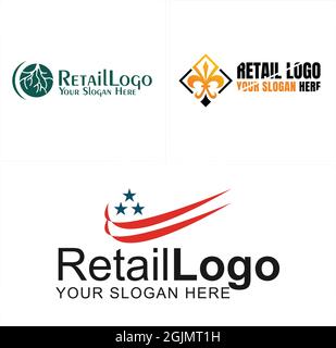 Retail root Gallicism and tick star icon logo design Stock Vector