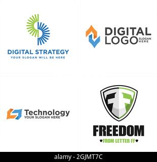Technology industry brand logo design Stock Vector