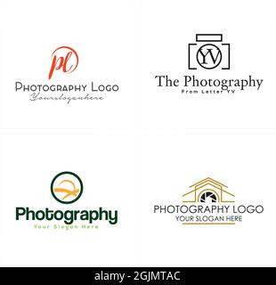 Photography camera lens shutter logo design Stock Vector