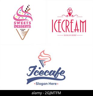 Ice cream dessert icon logo design  Stock Vector