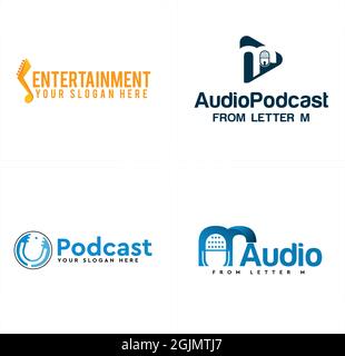 Entertainment musical podcast logo design Stock Vector