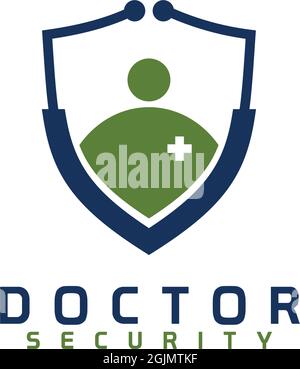 Doctor security logo design vector template illustration Stock Vector