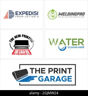 Industrial business welding and printing logo design Stock Vector