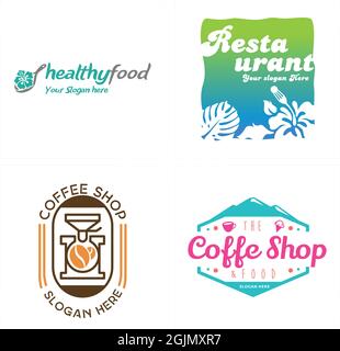 Healthy food coffee shop restaurant logo design Stock Vector