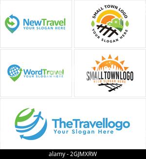 Travel hotel plane global logo design Stock Vector