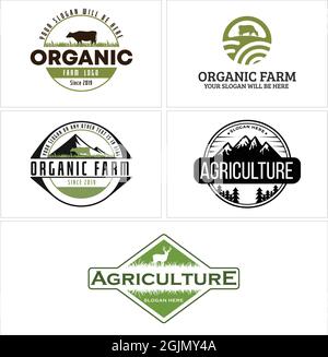 Agriculture plantation cow deer farm logo design Stock Vector