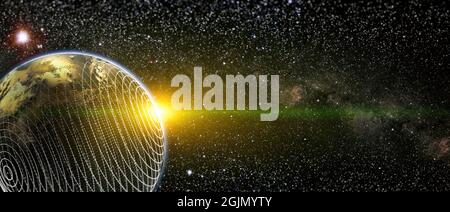 Global world network and telecommunication on earth , Technology for internet business.Elements of this image furnished by NASA Stock Photo