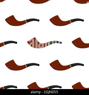 Illustration on theme many identical seamless types smoke pipes different size for tobacco. Pipe pattern consisting of color collection accessory of s Stock Vector