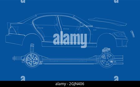 Assembling electric car. Vector Stock Vector