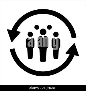 Personnel change icon vector people in round cycle symbol human resource concept for graphic design, logo, website, social media, mobile app, UI illus Stock Vector