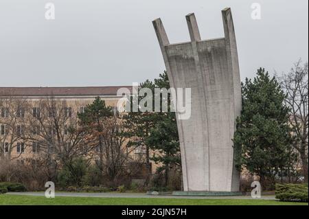 Airlift monument in Berlin Tempelhof from 1951 at the time of the Cold War Stock Photo