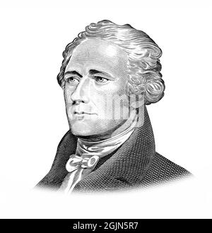 Alexander Hamilton Portrait Isolated on White Background Stock Photo Alamy