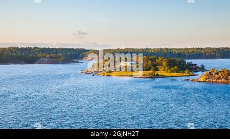 Panoramic view witth small islands in the archipelago of Stockholm in the Baltic Sea, Sweden. Landscape Stock Photo