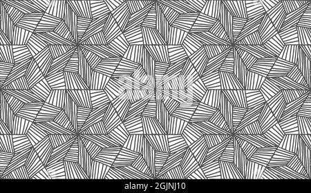 Lines hexagonal pattern in abstract style on white background. Monochrome print vector stripe pattern. Hexagon pattern seamless repeat swatch Stock Vector