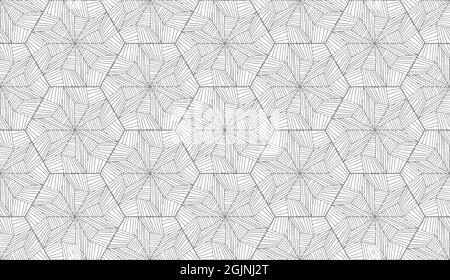 Lines hexagonal pattern in abstract style on white background. Monochrome print vector stripe pattern. Hexagon pattern seamless repeat swatch Stock Vector