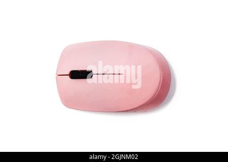 pink computer mouse isolated on a white background Stock Photo