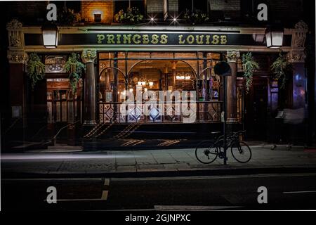 The exterior of the Princess Louise, a traditional Victorian pub in