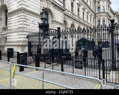 DOWNING STREET, LONDON, UK - August 4TH 2021: Downing Street (number 10 is home to the British Prime Minister) Boris Johnson - Westminster London uk Stock Photo