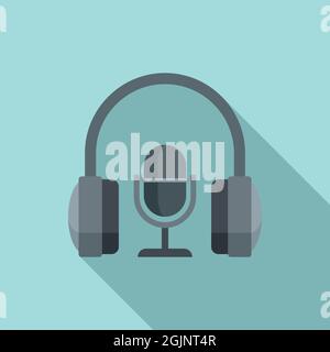 Stream mic headphone icon flat vector. Live video Stock Vector
