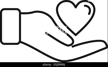 Trust keep love icon outline vector. Hand heart Stock Vector