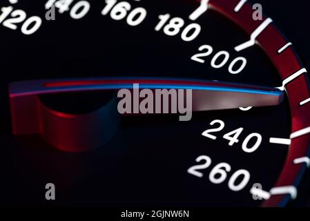 Speed detail with car odometer or tachometer macro shot Stock Photo