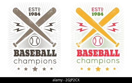 Vector sport logo for baseball with bats and ball. Vintage vector emblem for baseball. Stock Vector